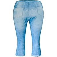 Paille dame otisnute traper jžiži prevelike lažne traperice obrezane izgled pantalone za ispisu plave