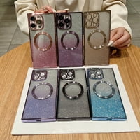Mantto Square Case za iPhone Pro, [kompatibilan sa magsafe] Luksuzno postavljanje čistog blikovanja Glitter gradijent za žene djevojke muškarci mekani TPU anti-ogrebotina otporna na tanak futrolu, plava