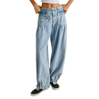 FVWitlyh NewJeans Album Žene Y2K E-Girl Streetwear High Streak Teretne hlače Široke noge traperice Ravne