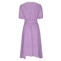 Cacomomrmark pi plus veličina ljetne haljine za čišćenje žena ljeto V-izrez zavoja za zavoj do dot ispis