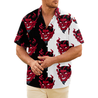 Fraigo muške i dječačke havajske majice kratkih rukava Demon tiskani gumb dole ljetne majice na plaži Slim Fit Top, -8xl