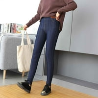 Ležerne hlače za žene elastični struk visoki struk janjetine mirisne tople pantalone plave veličine