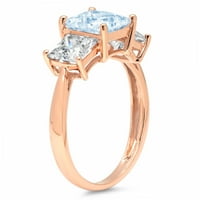 2.62ct Princess Cut Prirodni švicarski plavi Topaz 14K Rose Gold Gold Gold Angagement Kamena prstena