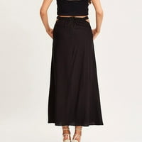 Rewentini Ženski visokog struka izdubljenih čvrste boje tekuće polovine suknje a-line suknje puna suknja