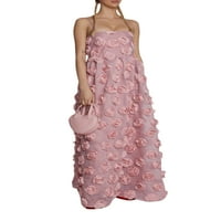 Wassery ženska ljetna cami večernja haljina 3D ruža cvijet a-line haljina špageta kaiš bez rukava na