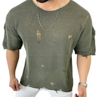 Haite muns pulover crew izrez Jumper Top kratkih rukava majice Muški tee Muškarci šuplje bluza crna