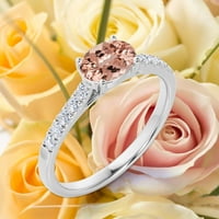 Zasljepljujuće Art Deco 1. Karat ovalni morgatit i dijamantni morska ljupki zaručni prsten, vjenčani prsten u sterlingu srebrne sa 18k bijelim zlatnim poklonom za žene, obećavajući prsten