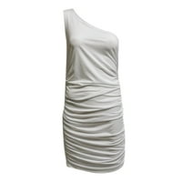 Ljetna haljina Bigersell nagnula je jedno-ramena puna boja bez rukava od karoserije BODYCON-a plus klizni