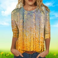 JUEBONG ženska bluza za uklanjanje trendi rukava tunička majica Ljetna ovratnica cvjetna tiskana majica