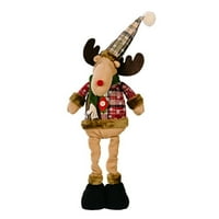 Božićni old Man Snjegović Elk Dekoracija Velika stajana ručno rađena plišana lutka s proljetnim nožnim