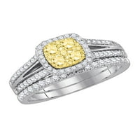Dijamantna princeza 14kt Bijelo zlato Žene okrugli žuti dijamant Bridal Wedding prsten set CTTW