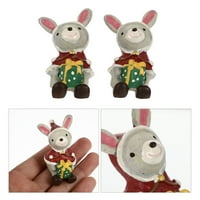Xmas Rabbit Dekors Božićne zabave Ukrasi zečeva minijaturni zečji figurice