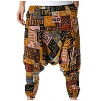 Levmjia Cleance HlantsMen's Hippie hlače baggy boho pantalone lanene crtež harem joge duge hlače