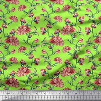 Soimoi Moss Georgette tkanina od lišća i božur cvjetni ispis tkanine sa dvorištem širom