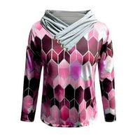 Izdubljeni džemper patchwork vrhovi ulične odjeće ženske kravate-dye tiskani ovratnik za vez s dugim