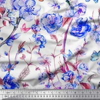 Tkanina sa tkaninom Soimoi Blue Rayon, insekt i cvijet Ispis tkanina sa dvorištem širom