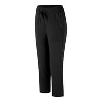 Hlače za žene Ženske pantalone Čvrsti džep struka labave ležerne pantalone, pantalone od čipke crne