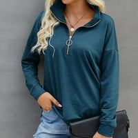 Ženska košulja Oblikovana četvrtina zip pulover Osnovni pad sabitkine dugih rukava Dukseri s dugim bojama