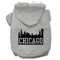 Mirage Pet 62- XXLGY Chicago Skyline Skyline Skyline Print Hoodies, Siva - 2xL