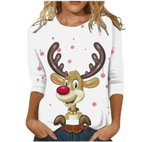 Novost božićna dukserica za žene smiješne slatke božićne rukave s rukavima pulover bluza jesen novost