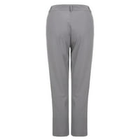 Radne pantalone za žene plus veličina haljine povlačenja ravne noge rastezljive poslovne uredske radne hlače s džepovima Ženske kože od konusne hlače, XXXXL & Grey