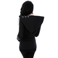Zimska jakna za žene - Outerwerwer puni zip tiskani Goth Slim duksevi Turtleneck jakna s dugim rukavima crna