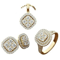 Kuluzego dame modni dijamantski prsten ogrlica na minđuše trodijelni set