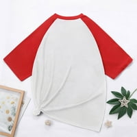 Odeerbi uske košulje za žene Ljeto Ležerne prilike Elegantni vrhovi patchwork bluza okrugla vrat kratkih rukava majica crvena