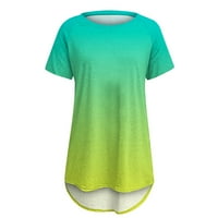 Žene plus veličine vrhova gradijent boje kratkih rukava ljetne majice zakrivljene rublje Ležerne modne košulje Mint zelene američke veličine: 6