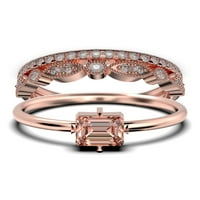 Prekrasan minimalistički 1. karat baguette Cut morgatit i dijamantni zaručnički prsten, klasični vjenčani