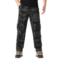 B91XZ Pješačke hlače za muškarce Muške modne Ležerne mamuflage Multi džepni kopč za patentne patentne patentne patentne pantalone Otvorene hlače Alat crna, veličina L