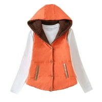 Symoidni ženski kaputi i jakne - Čvrsta kratka odjeća pamučne jakne džep labav štand prsluk naranče