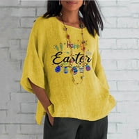 Košulje od zeca za žene, ženska modna Uskrsna tiskana okrugla vrat majica s kratkim rukavima, bluza
