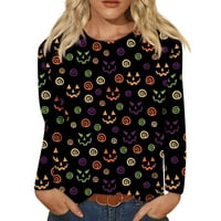 Tking modni vrhovi dugih rukava za žene Crewneck Halloween košulje Casual pulover grafička bluza crna