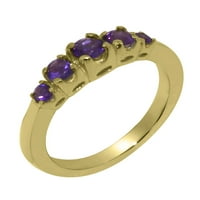 Britanci napravio 9k žuto zlato prirodni ametist Ženski prsten za bend - Opcije veličine - Veličina