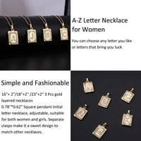 Slojevi zlata Početne ogrlice za žene 14K pozlaćeni kvadratni inicijalni privjesci Ogrlice za žene pokloni