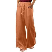 Široke noge joge hlače za žene slobodne udobne pamučne pamučne pamučne patve s džepovima visoke struke rastezanje Hlače Redovna fit pantalona narančasta xl
