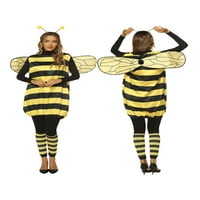 Cathery Women Kids Halloween Bee Haljina Cosplay kostim set sa krilima rukav za noge za glavu za dodatnu