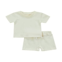 Canrulo Toddler Kids Baby Boys Ljeto Kratki set Majica kratkih rukava + kratke hlače Odjeća odjeća Bež
