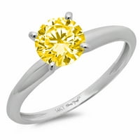 0,5ct okrugli rez žuta simulirana dijamantska 18k bijela zlatna godišnjica za angažman prsten veličine