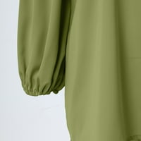 Entyinea Ženska modna obična osnovna majica s dugim rukavima TEE Green XL