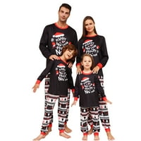 HFYIHGF Blissful Family Pijamas Happy New Years Pismom tiskani Top Xmas Tree Hlače dugih rukava za spavanje