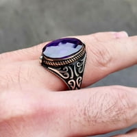 14K pozlaćeno rublje zvona zvona elegantni ljubičasti kameni nakit nakit zauzeli prsten za žene i muškarce srebrni prsten
