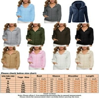 HAITE HOLD COLOR FLEECE FUZZY dukseri Plain Front Zip Sherpa Hoodie Fall Duge rukave sa džepovima Vojska