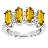 Star K originalni citrinski ovalni prsten od četiri kamena u KT bijeloj zlatnoj veličini za odrasle