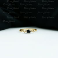 Priroda inspirirani listovni prsten - crni Onimični prsten sa Diamond - AAA ocjenom, 14k žuto zlato, SAD 11.50