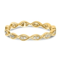 14k žuto zlato okruglo Diamond Eternity Wedding Band Vintage Golvers Ring Veličina 8. - CT