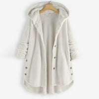 Džepni kaput nepravilan dugme za dugim kapuljačom od ručkog rukava plus veličine Ženski kaput Ženska hladna jakna