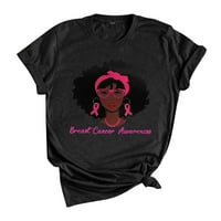 Majica s rakom dojke Torbice ružičaste vrpce za žene Kratki rukav Okrugli vrat Svjesnost za dojku Ženska majica smiješna havajska majica crna xxl