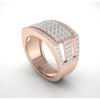 Pravi 2Ct okrugli rez Diamond Prong Cluster Muški Split Shank vjenčani obljetni prsten Čvrsti 14K Zlatni